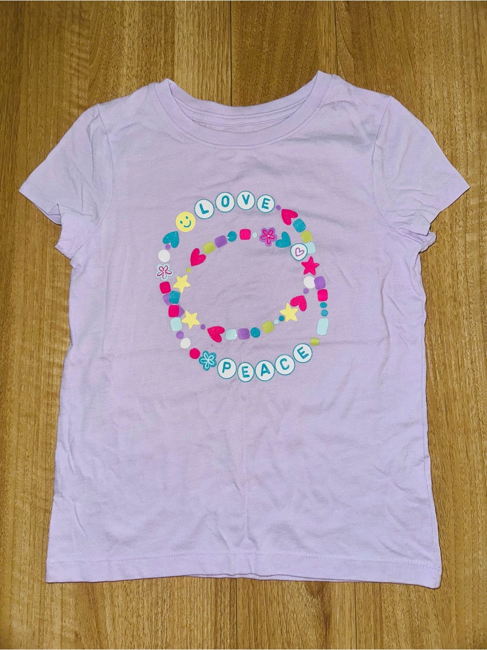 Jumping Beans Kids Girls Beads Shorts Sleeve Graphic Tee